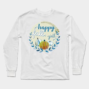 Happy Fall, Y’all - Blue & Yellow Green - Transparent Long Sleeve T-Shirt